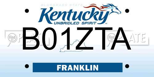 B01ZTA Kentucky License Plate