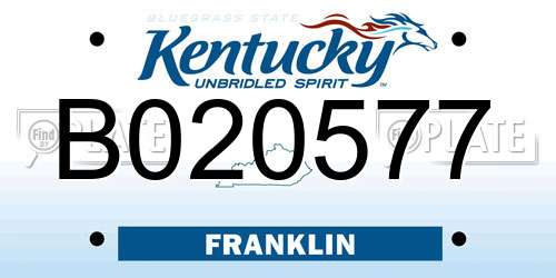 B020577 Kentucky License Plate