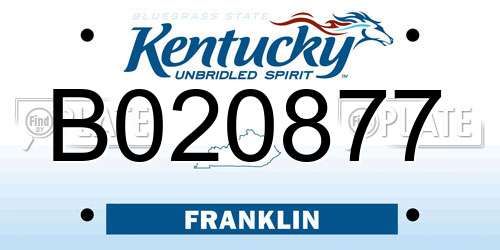 B020877 Kentucky License Plate