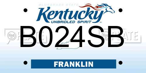 B024SB Kentucky License Plate