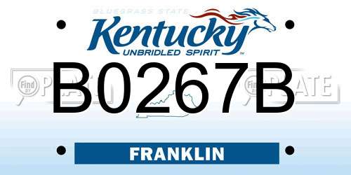 B0267B Kentucky License Plate