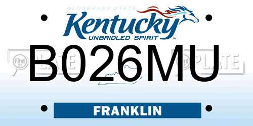 B026MU Kentucky License Plate