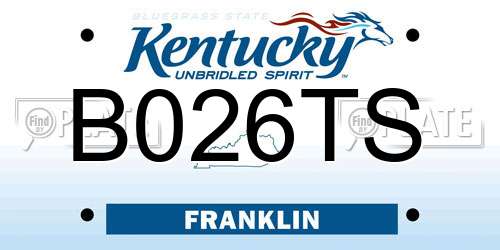 B026TS Kentucky License Plate