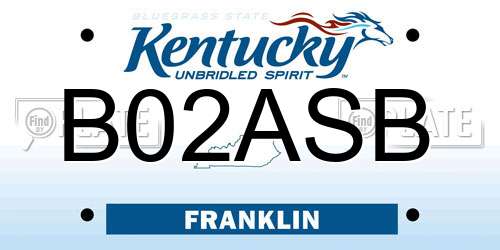 B02ASB Kentucky License Plate