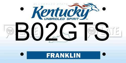 B02GTS Kentucky License Plate