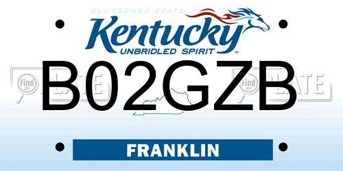 B02GZB Kentucky License Plate