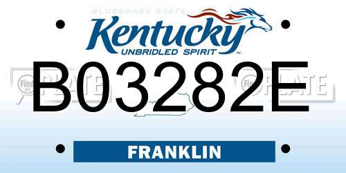 B03282E Kentucky License Plate
