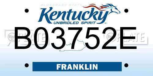 B03752E Kentucky License Plate