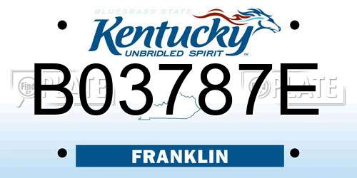 B03787E Kentucky License Plate