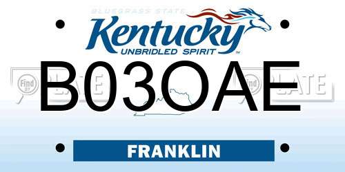 B03OAE Kentucky License Plate