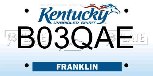 B03QAE Kentucky License Plate