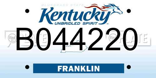 B044220 Kentucky License Plate