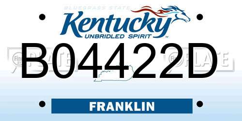 B04422D Kentucky License Plate