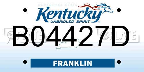 B04427D Kentucky License Plate