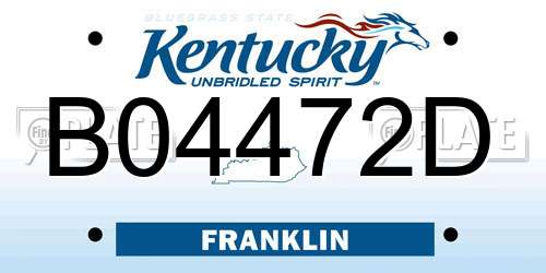 B04472D Kentucky License Plate