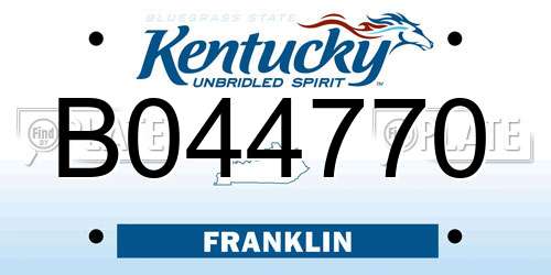 B044770 Kentucky License Plate