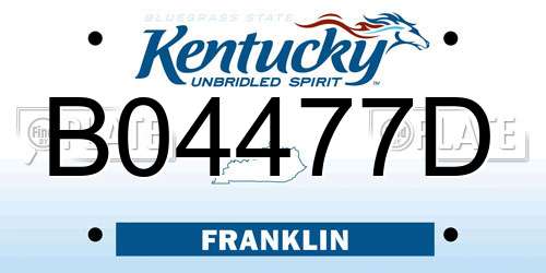 B04477D Kentucky License Plate