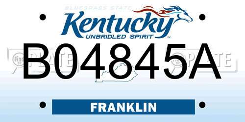 B04845A Kentucky License Plate