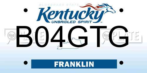 B04GTG Kentucky License Plate