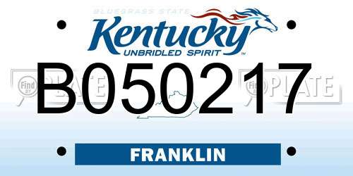 B050217 Kentucky License Plate