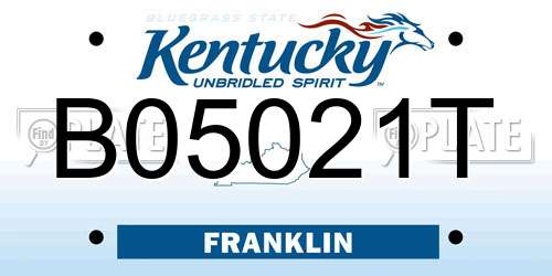B05021T Kentucky License Plate