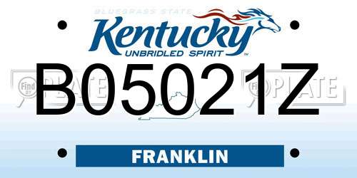 B05021Z Kentucky License Plate
