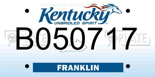 B050717 Kentucky License Plate