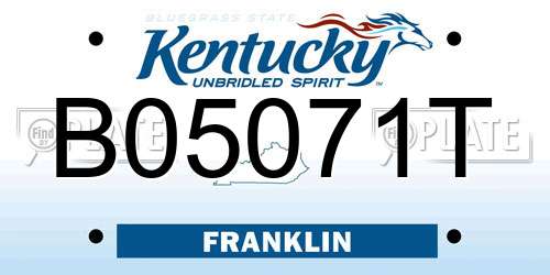 B05071T Kentucky License Plate