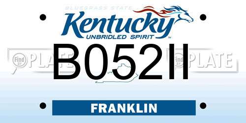 B052II Kentucky License Plate