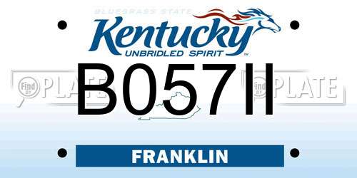 B057II Kentucky License Plate