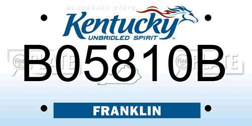 B05810B Kentucky License Plate