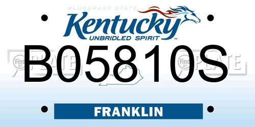 B05810S Kentucky License Plate