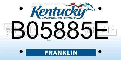 B05885E Kentucky License Plate