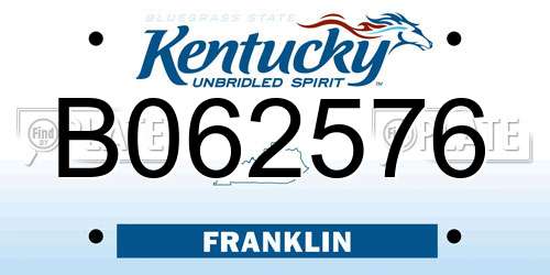 B062576 Kentucky License Plate