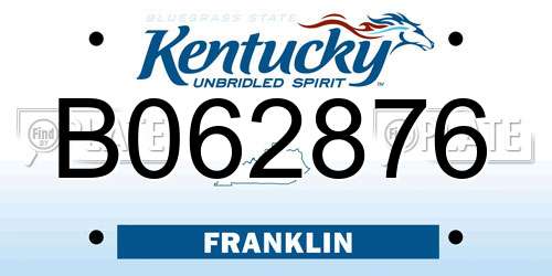 B062876 Kentucky License Plate