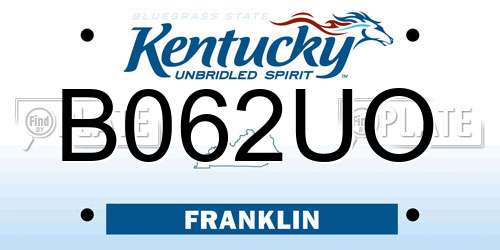 B062UO Kentucky License Plate