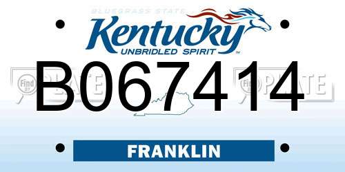 B067414 Kentucky License Plate
