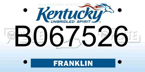 B067526 Kentucky License Plate