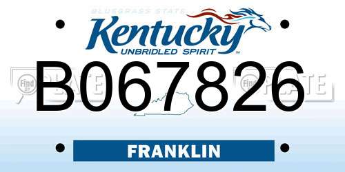 B067826 Kentucky License Plate