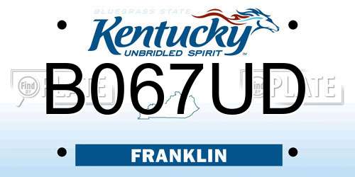 B067UD Kentucky License Plate