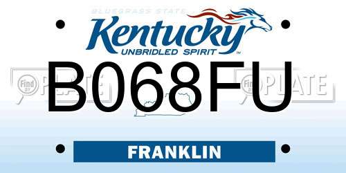B068FU Kentucky License Plate