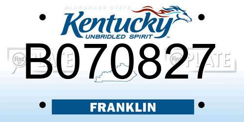 B070827 Kentucky License Plate