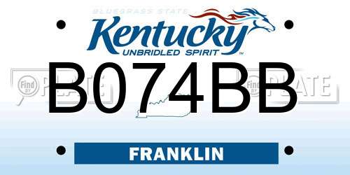 B074BB Kentucky License Plate