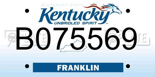 B075569 Kentucky License Plate