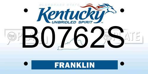 B0762S Kentucky License Plate