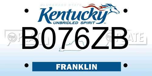 B076ZB Kentucky License Plate