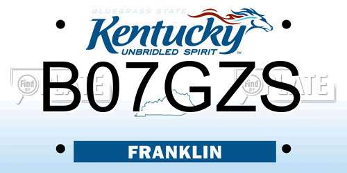 B07GZS Kentucky License Plate