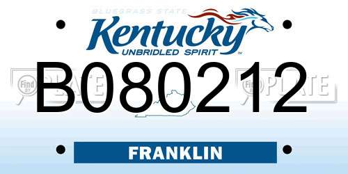 B080212 Kentucky License Plate