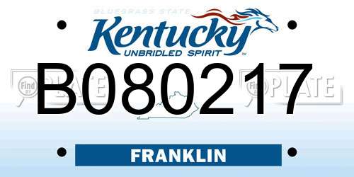 B080217 Kentucky License Plate