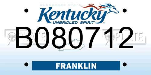 B080712 Kentucky License Plate